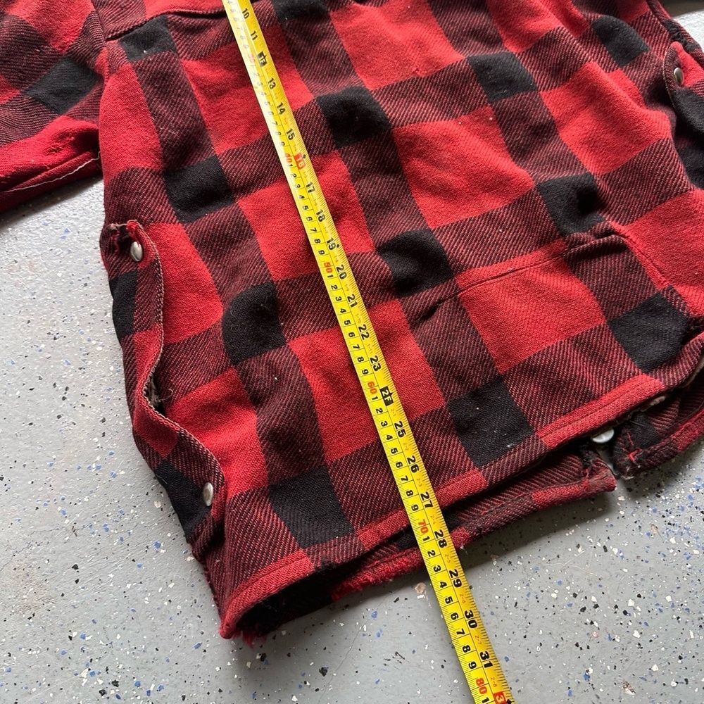 1960s Wool Plaid Red Black Jacket Large Talon Double Zipper Vintage - Picture 3 of 8